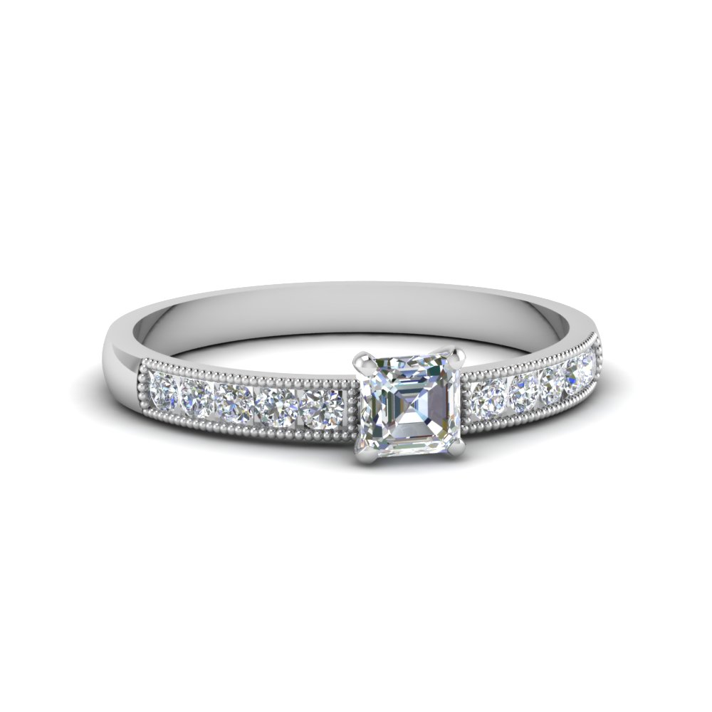 0.65 ct. asscher diamond milgrain engagement ring in FDENS3054ASR NL WG.jpg