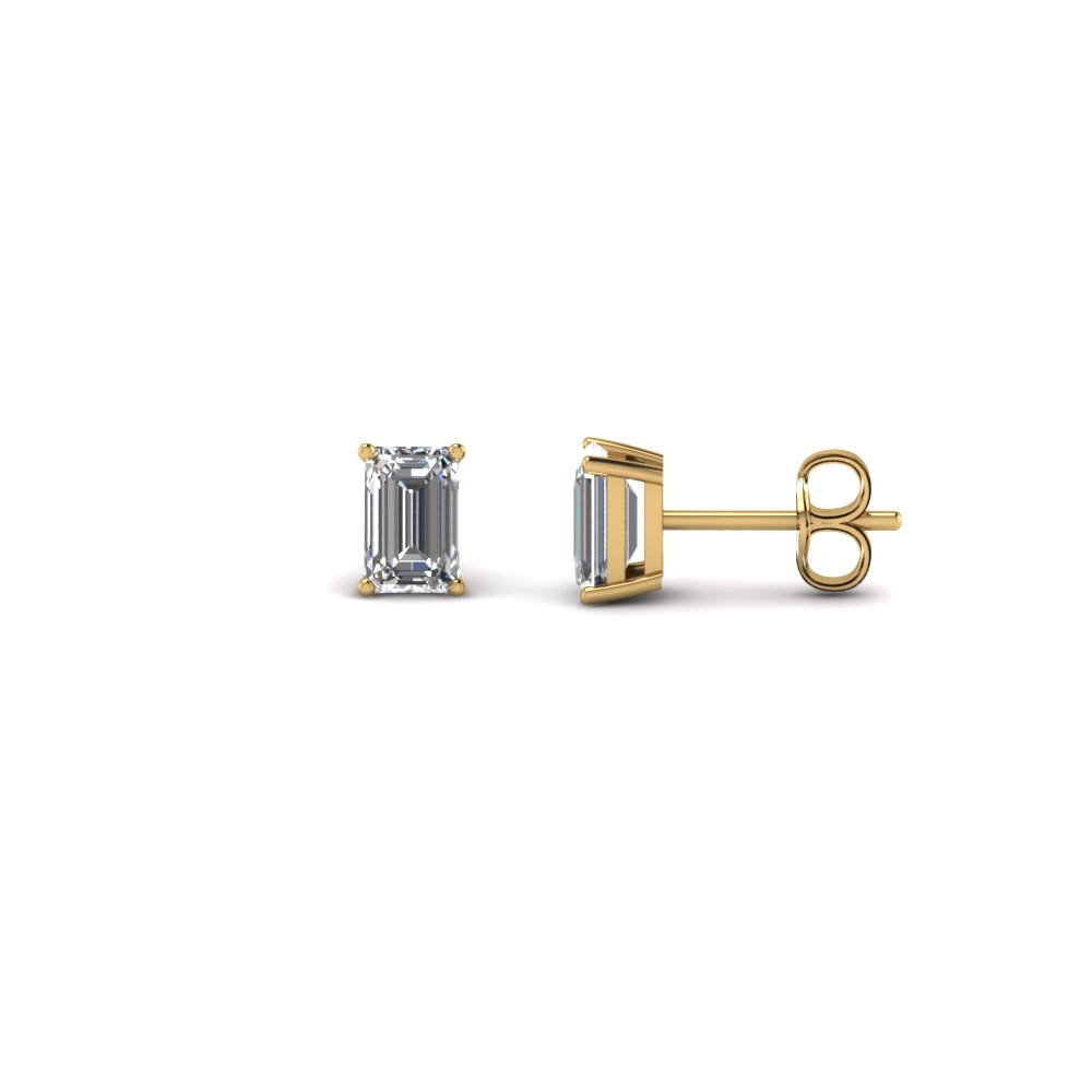 0.50 carat emerald cut diamond stud earring in FDEAR4EM0.25CT NL YG