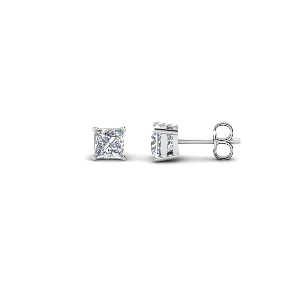 0 50 Carat Princess Cut Diamond Stud Earring In 14k White Gold 0 50 Carat Princess Cut Diamond Stud Earring In Fdear4pr0 25ct Nl Wg