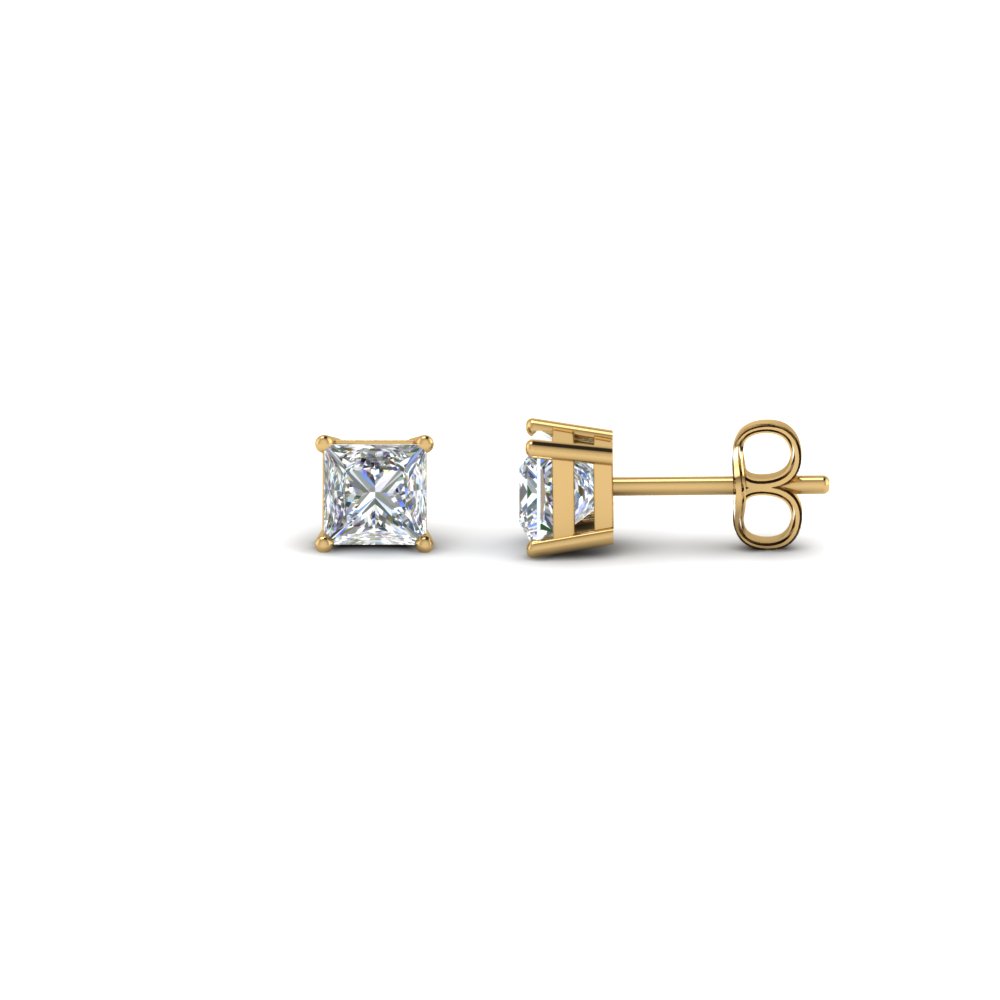 0.50 carat princess cut diamond stud earring in 14K yellow gold FDEAR4PR0.25CT NL YG