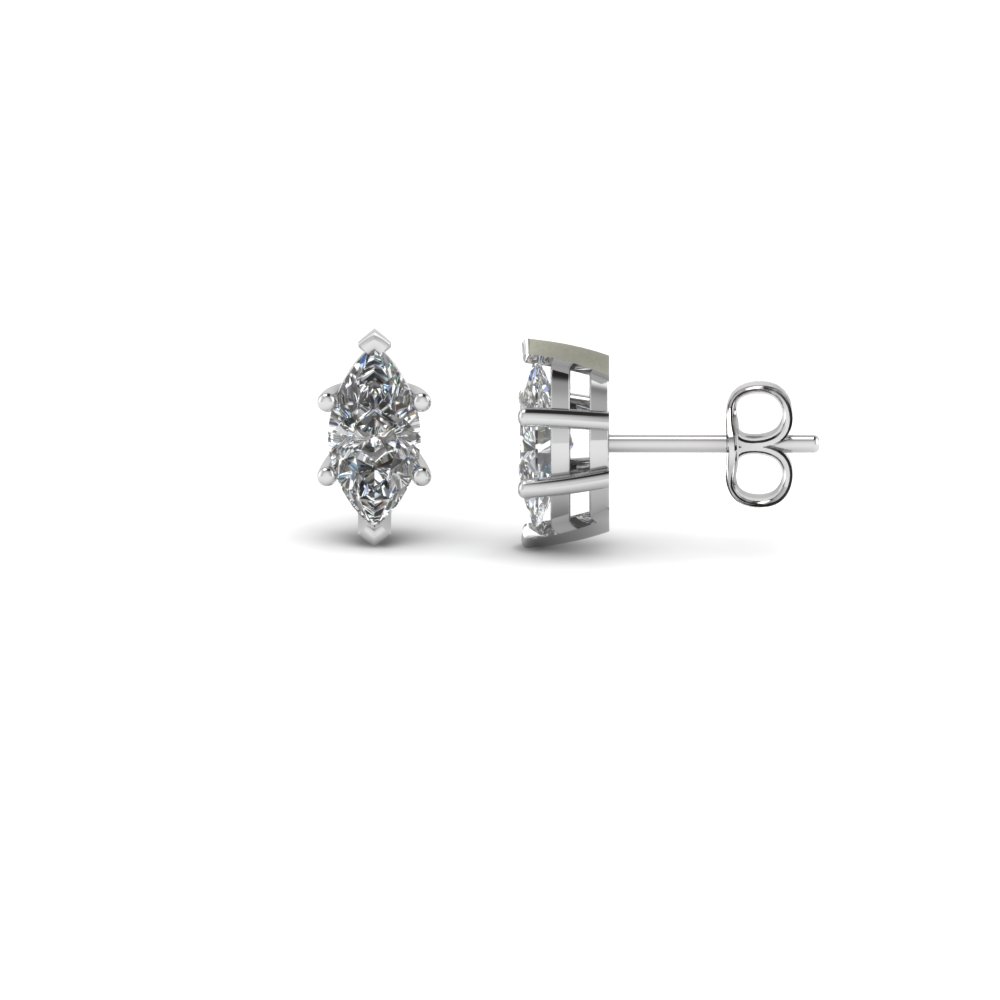 0 50 Ct Marquise Single Stud Diamond Earring In 18k White Gold 0 50 Ct 14k White Gold Stud Earring
