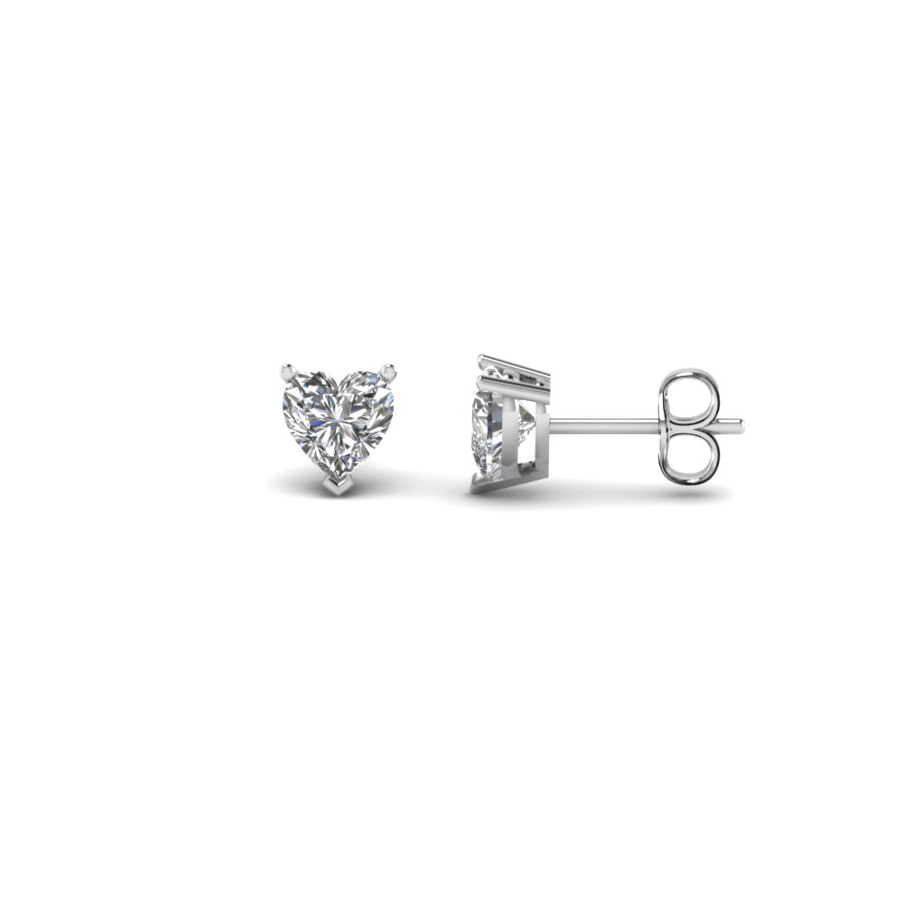 0.50 ctw heart cut diamond stud earring in 14K white gold FDEAR3HT0.25CT NL WG