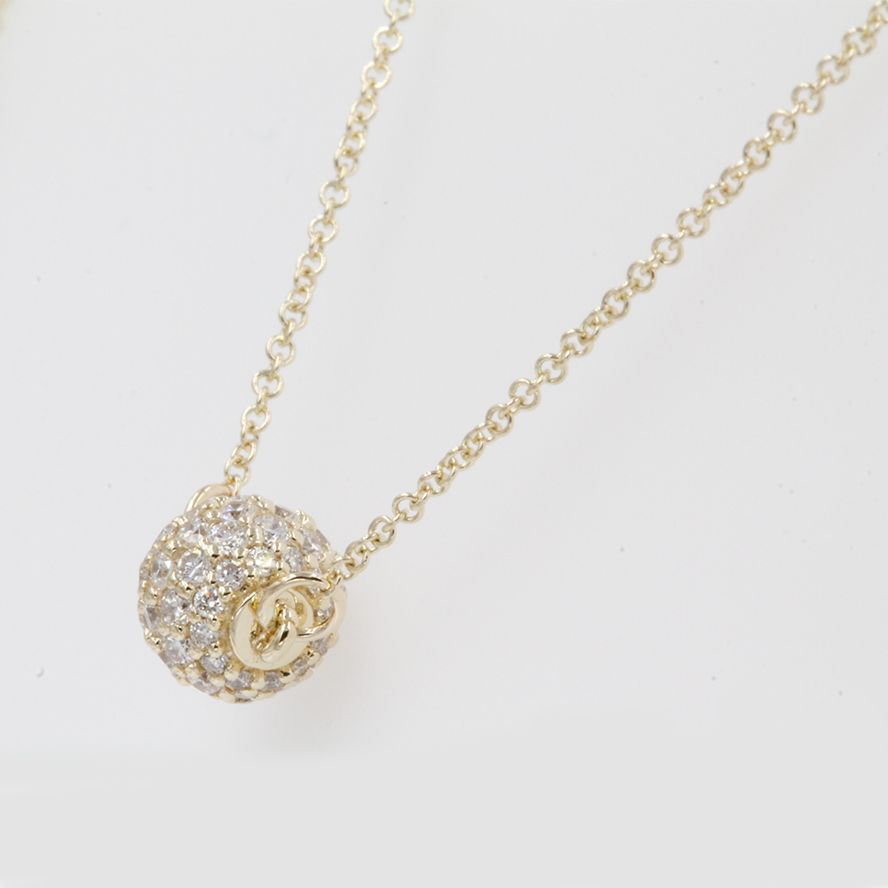 070 Carat Diamond Ball Pendant Necklace In 14k Yellow Gold