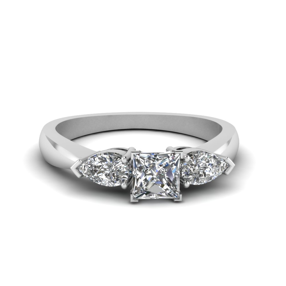 0.75 carat diamond princess cut 3 stone engagement ring in FDENR1603PRR NL WG