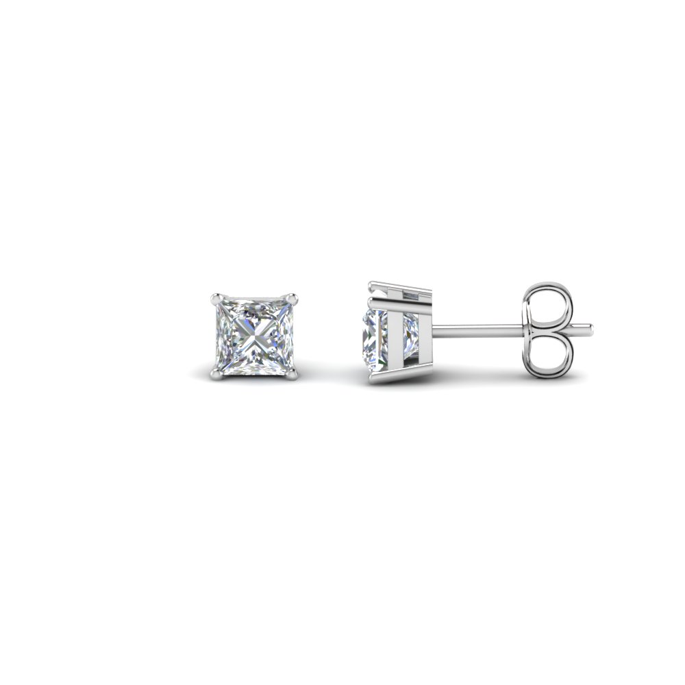 1 carat princess cut diamond earrings platinum