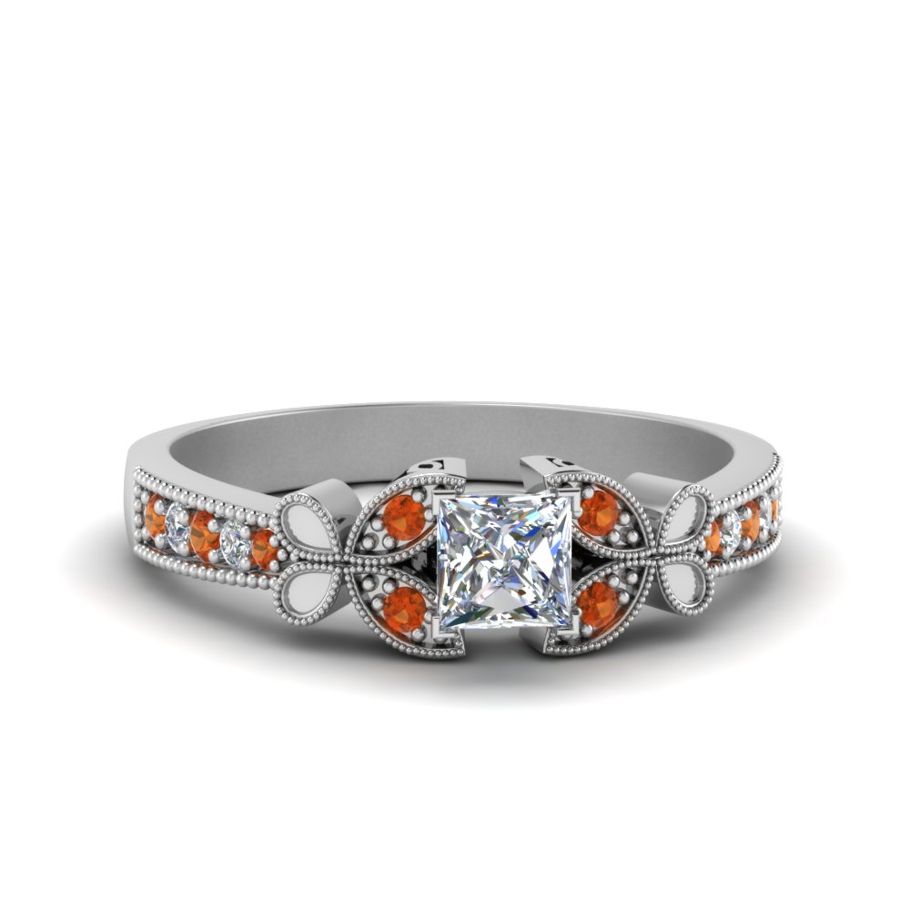Milgrain Orange Sapphire Ring