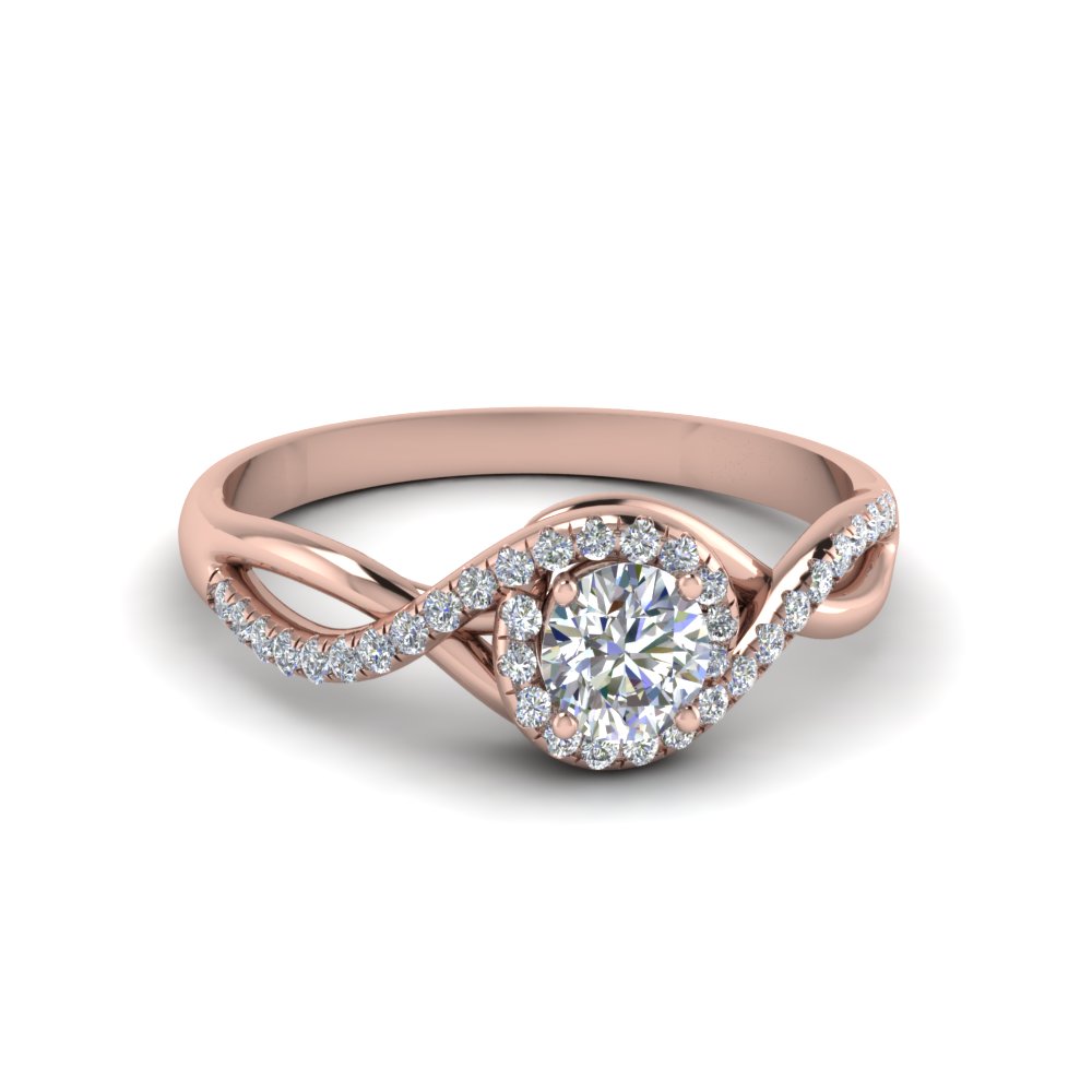 0.75 Ct. Diamond Infinity Halo Engagement Ring In 14K Rose Gold
