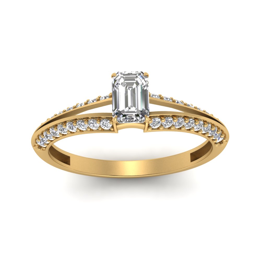 0.75 Ct. Diamond Knife Edge Emerald Cut Engagement Ring In 14K Yellow ...