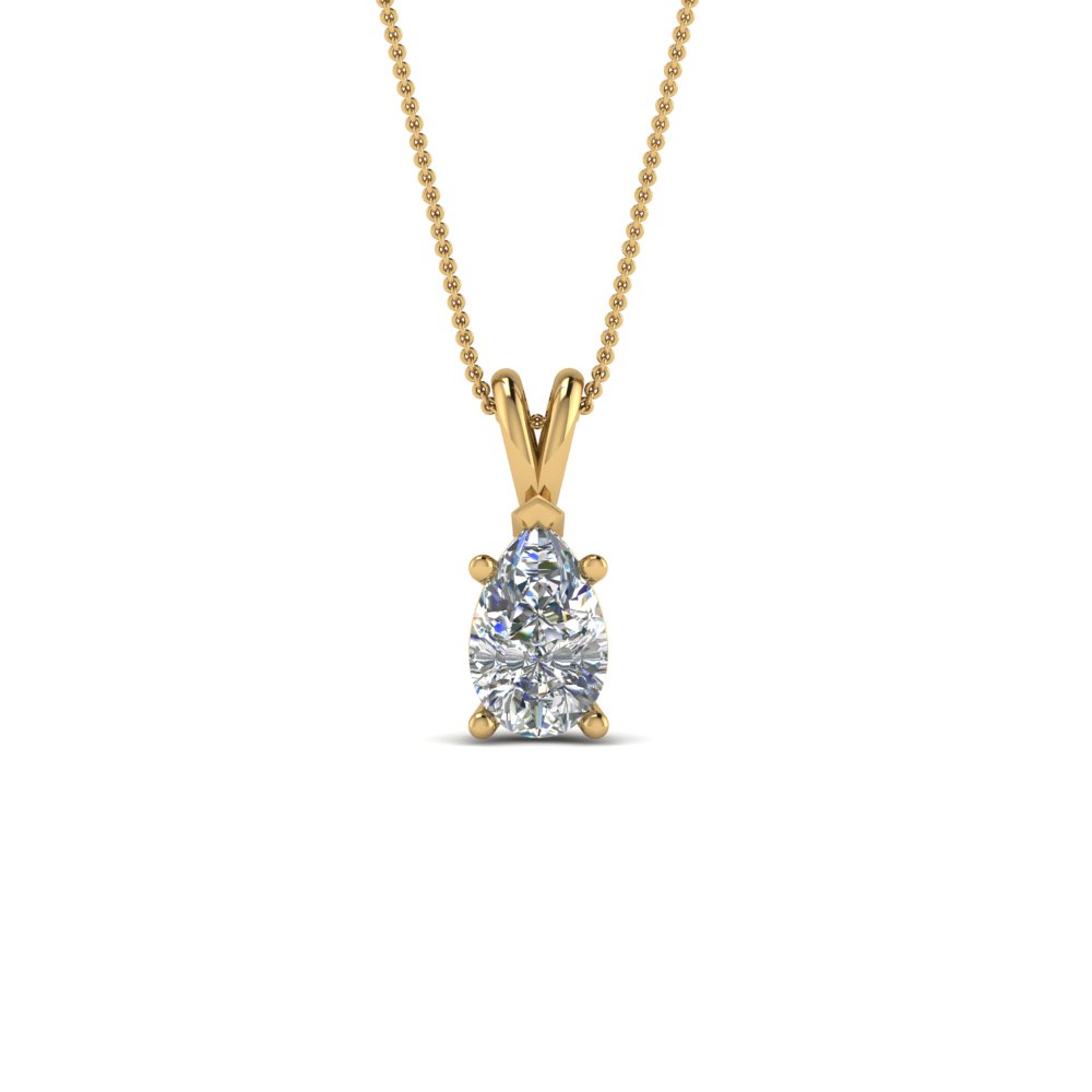 0.75 ct. pear single diamond necklace in FDPD8469PE0.75CTANGLE2 NL YG