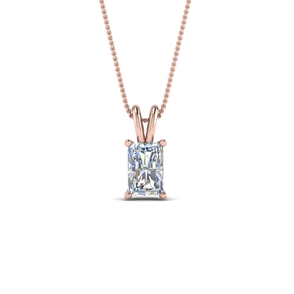 0.75 ct. radiant single diamond necklace in FDPD8469RA0.75CTANGLE2 NL RG