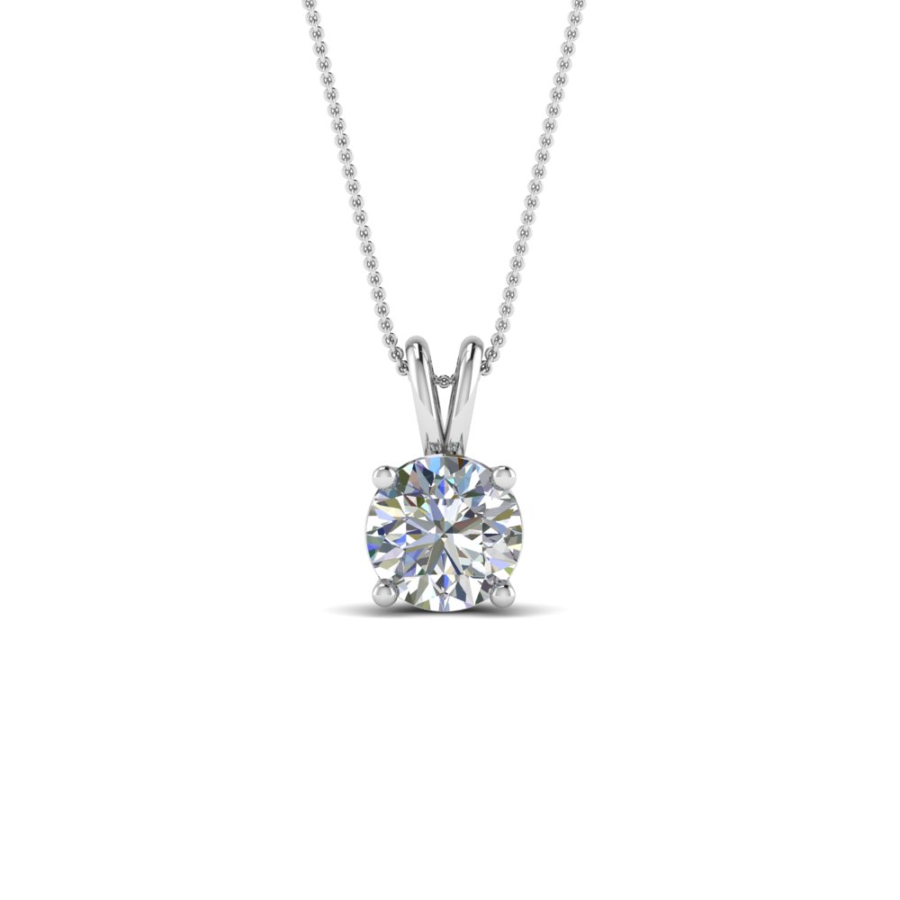 0.75 Ct. Round Single Diamond Necklace In 18K White Gold | Fascinating ...