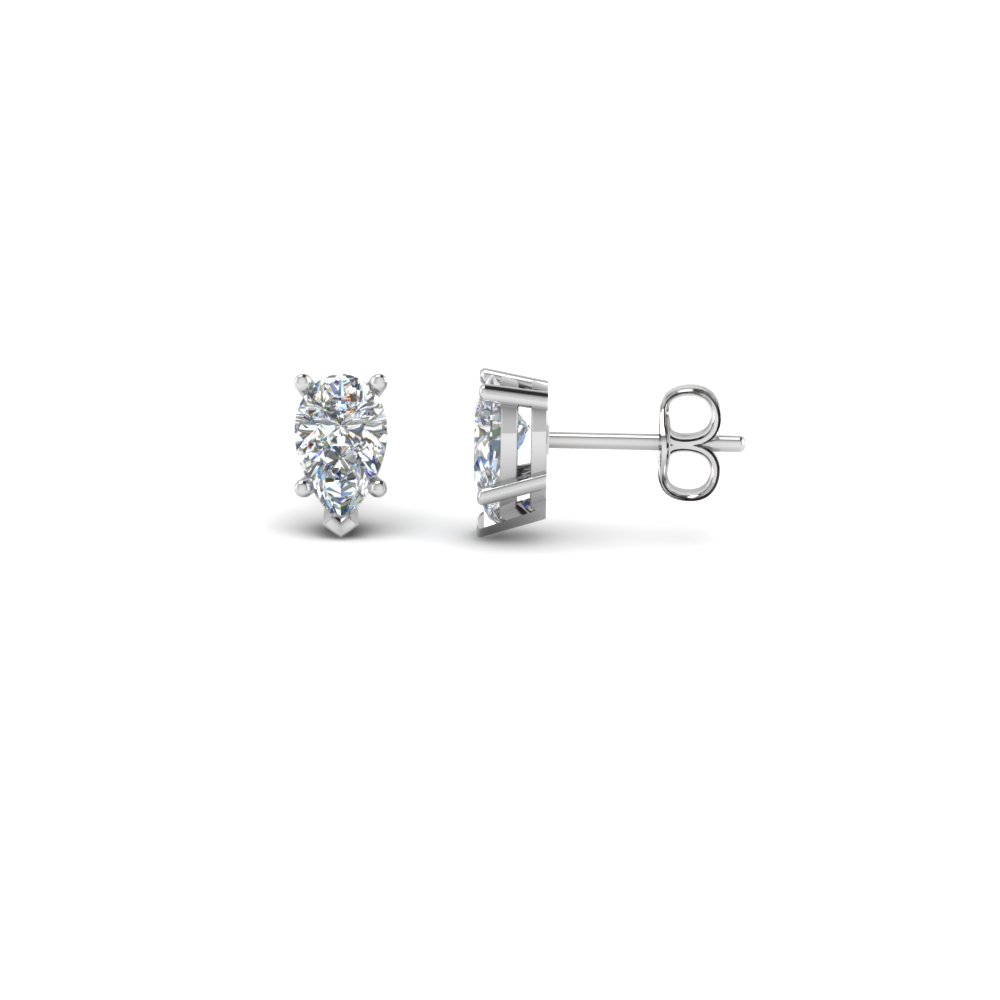1 Ct Pear Diamond Earring For Women In 14k White Gold Fascinating 14k White Gold Stud Earring One Carat