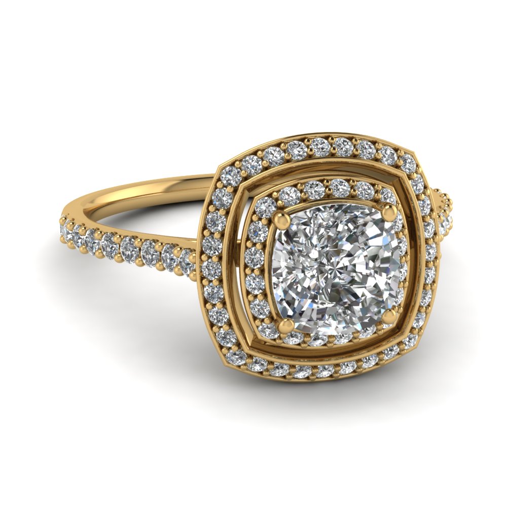 1 Carat Cushion Diamond Pee Halo Engagement Ring In 18k Yellow 1 Carat Cushion Diamond Pee Halo Engagement Ring In Fd121992cur Nl Yg