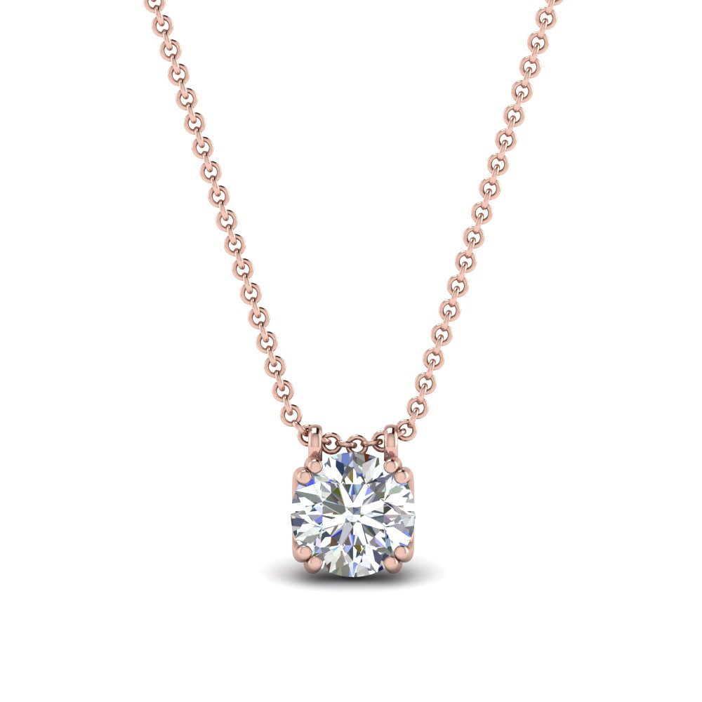 1 carat diamond solitaire pendant in 14K rose gold FDPD1935RO(1CT)ANGLE1 NL RG