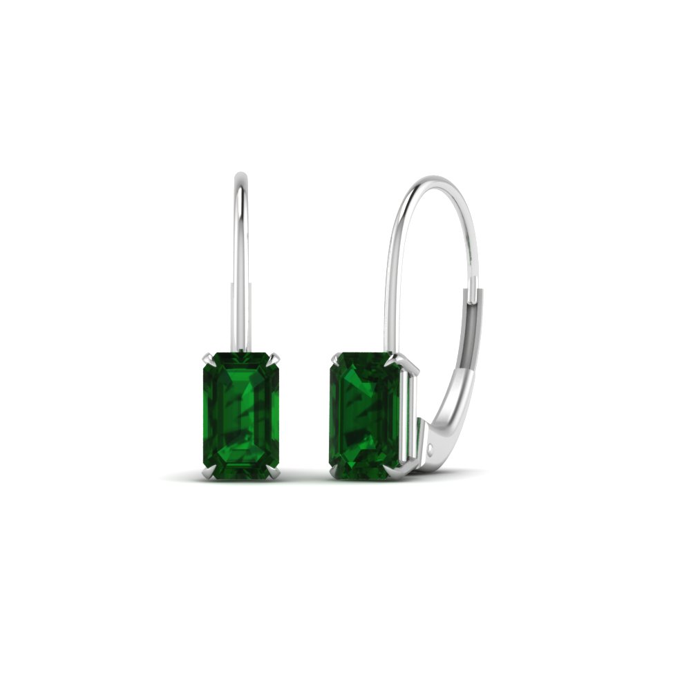 1 Carat Emerald Leverback Stud Earring 