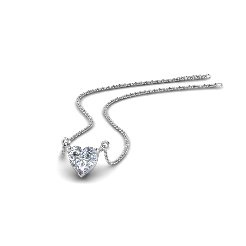 1 carat heart diamond necklace in 18K white gold FDPD8337HT1CT NL WG