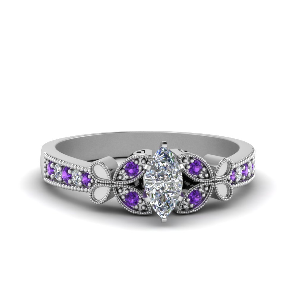 purple butterfly engagement ring