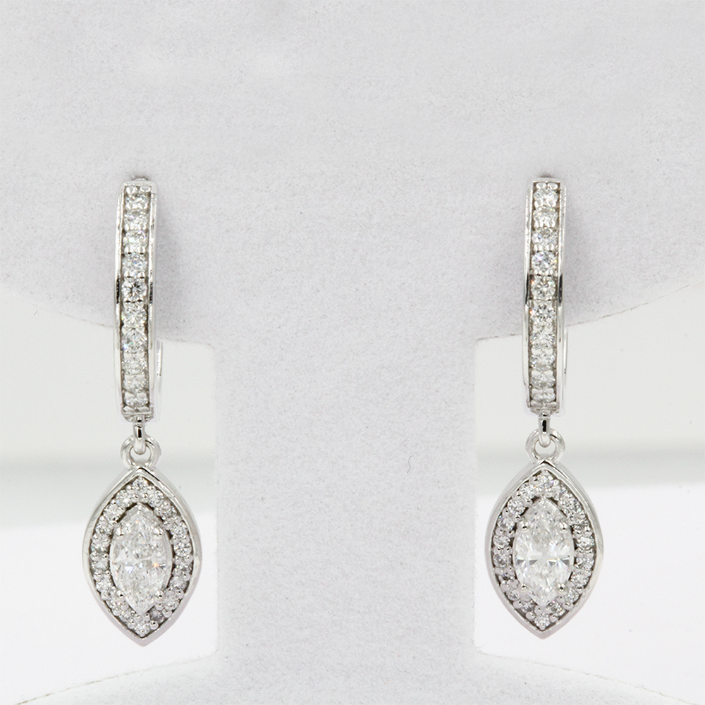 EE2138 Claw Set Round Brilliant & Marquise Cut Diamonds Hoop Earrings |  EARTH STAR DIAMONDS