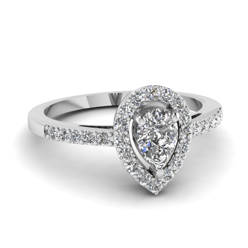 Pear Halo Diamond Engagement Ring 