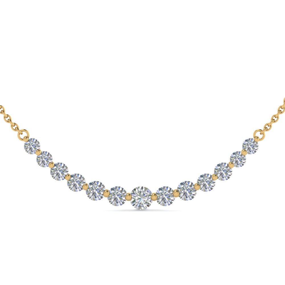 1 carat round graduated diamond necklace gifts for her in FDNK8056 NL YG