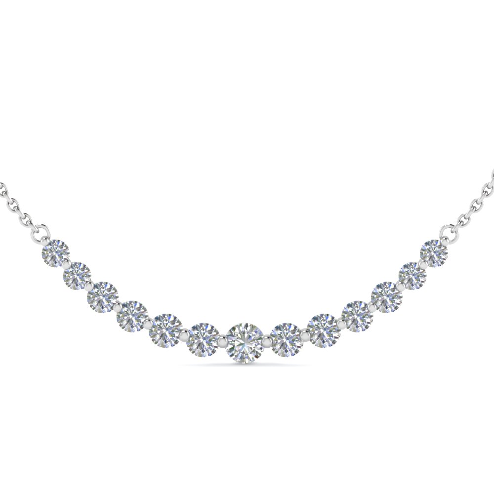 1 carat round graduated diamond necklace gifts for her in 950 Platinum FDNK8056 NL WG