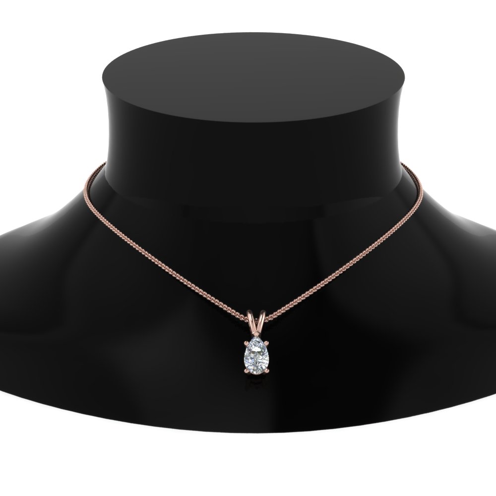 Pear Shaped Diamond Necklace in Rose Gold