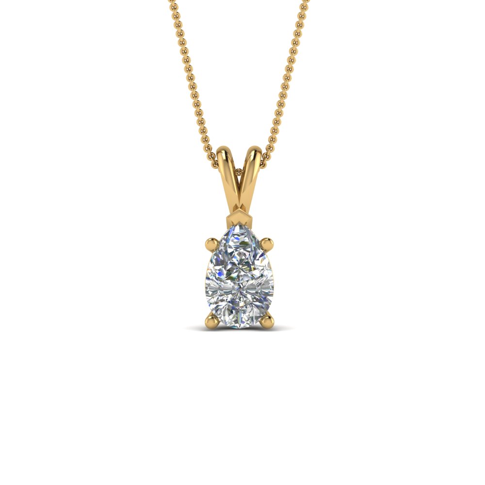 pear shaped diamond necklace yellow gold