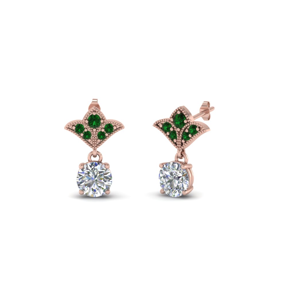 rose gold art deco earrings