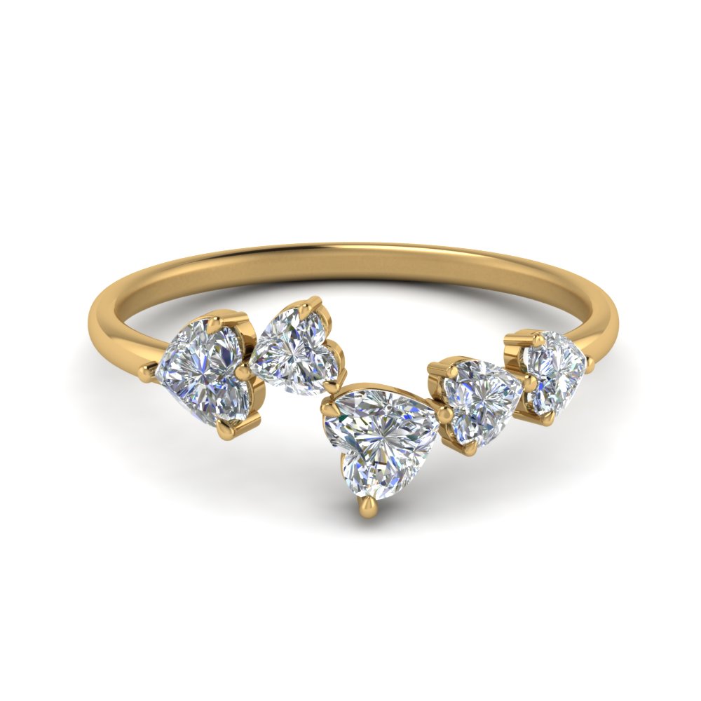 Heart Cut 5 Stone Diamond Ring