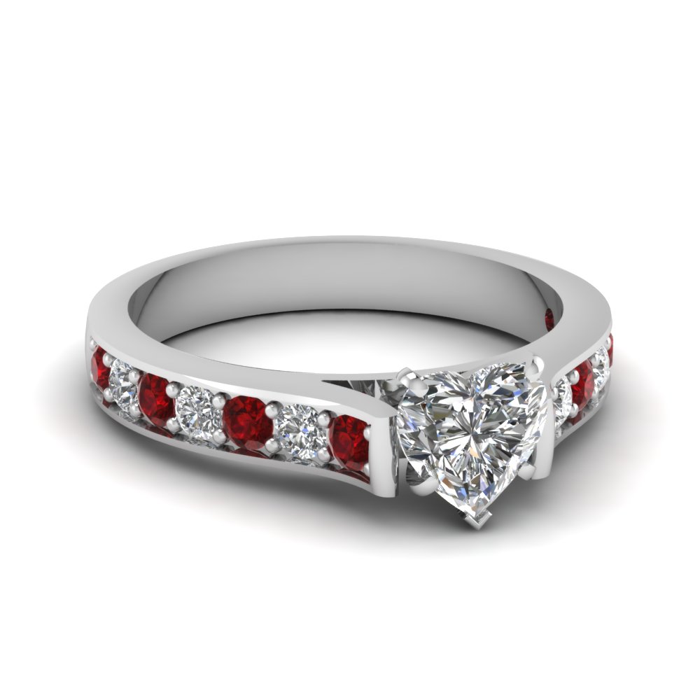 Diamond engagement ring on sale with ruby accents