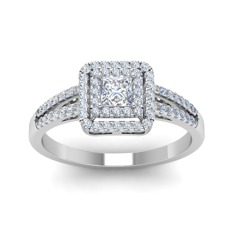 1.25 Ct. Princess Cut Diamond Split Engagement Ring In 14K White Gold ...
