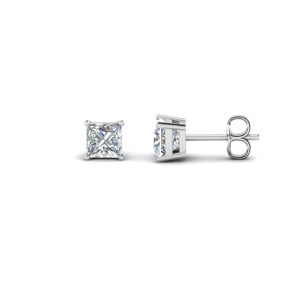 1 5 Carat Princess Cut Diamond Earring In 14k White Gold 1 5 Carat Princess Cut Diamond Earring