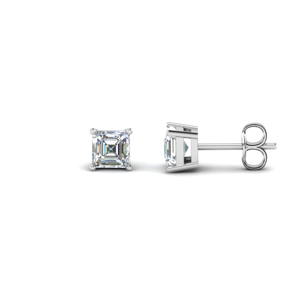 asscher cut diamond stud earrings