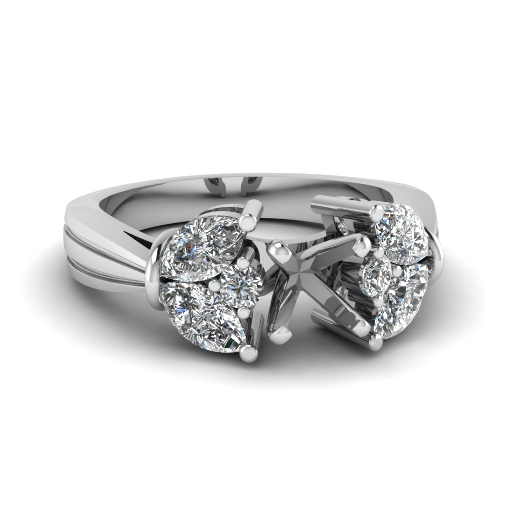 1.50 Carat Diamond Petal Semi Mount Engagement Ring In 14K White Gold ...