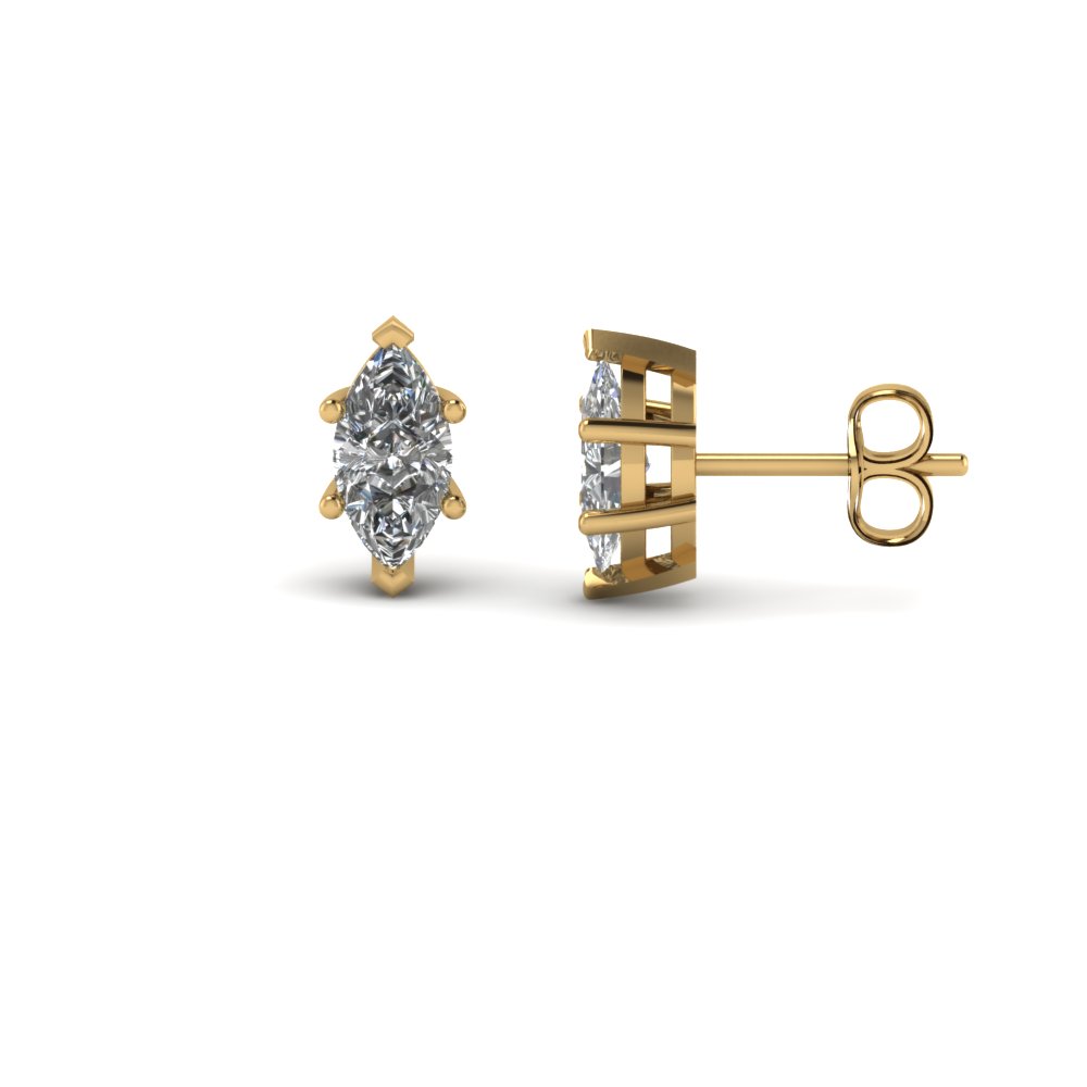 1 50 Carat Marquise Cut Diamond Stud Earring In 14k Yellow Gold 1 50 Carat Marquise Cut Diamond Stud Earring