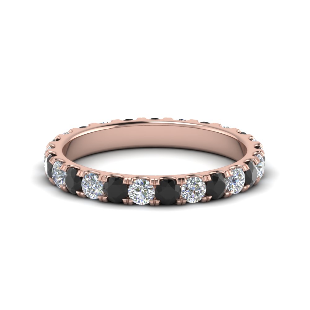 1.50 carat round eternity band for women with black diamond in FDEWB8371 1.50CTBGBLACK NL RG
