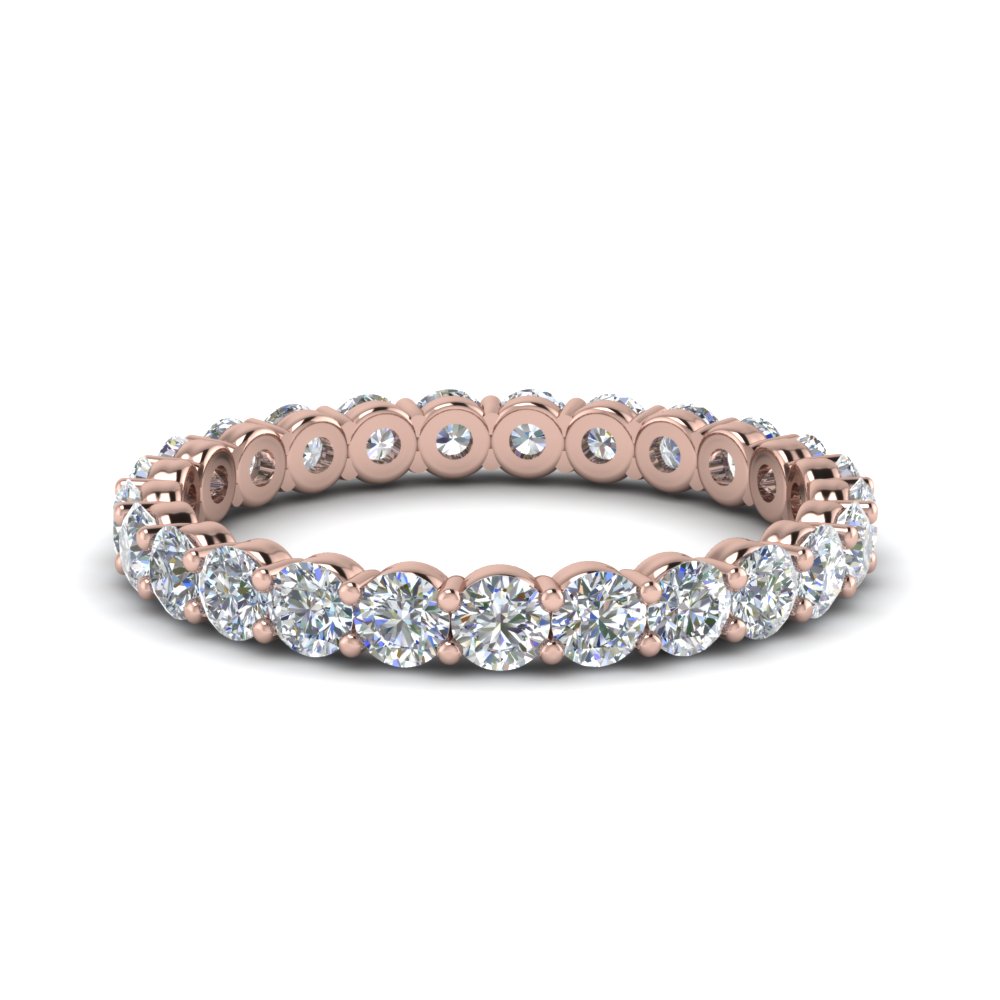 1.50 carat round eternity diamond ring for women in 14K rose gold FDEWB8387 1.50CTB NL RG