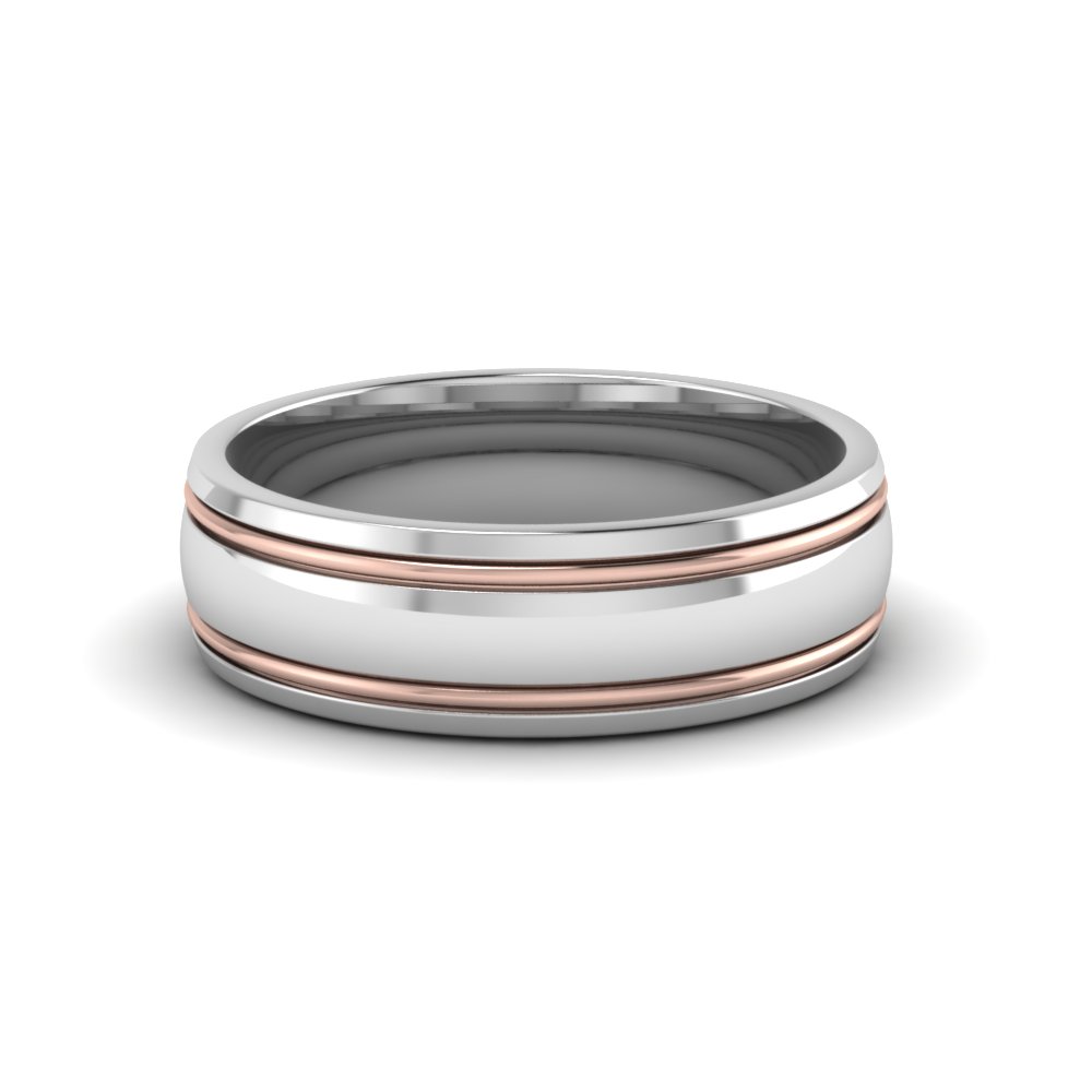 14K White Gold Mens Wedding Bands