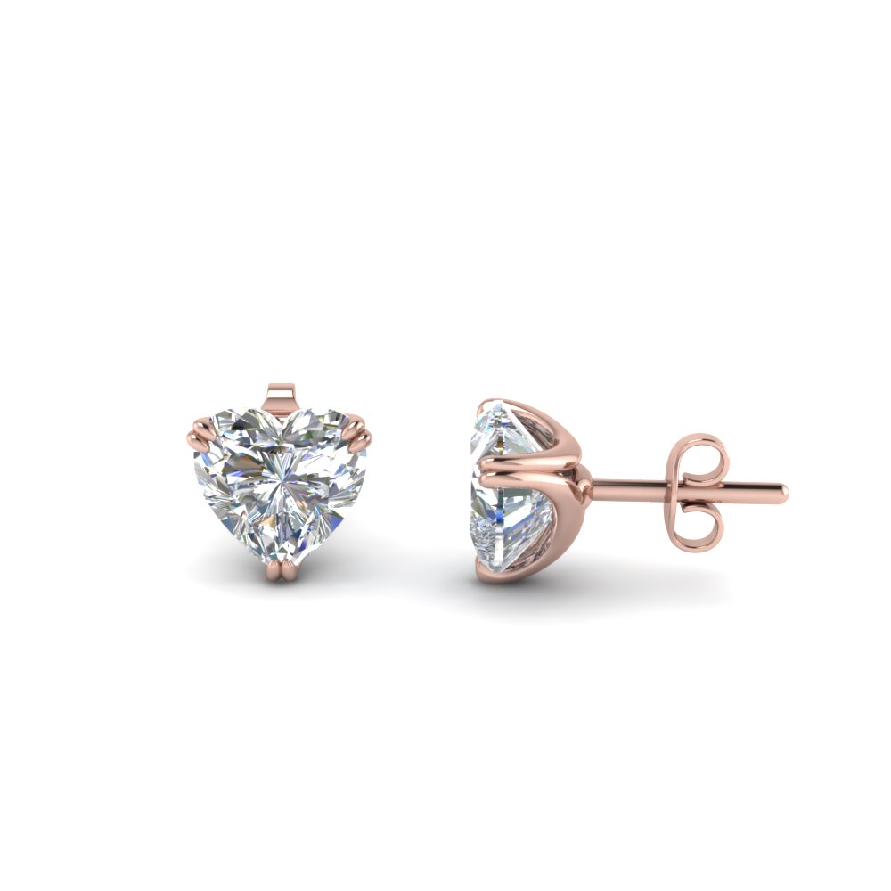 Valentine's Day Gift 18K Rose Gold Over 2.00ct Diamond Bezel Set Stud Earrings