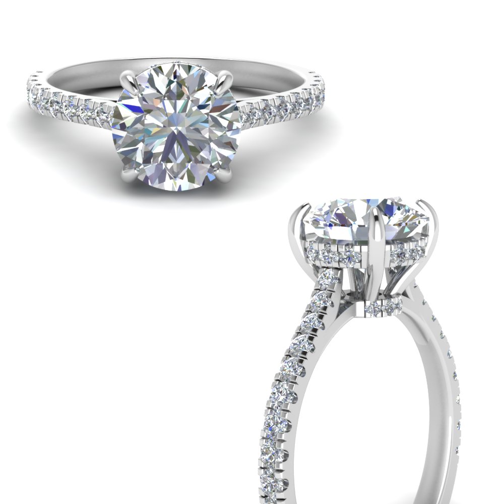 2 Carat Diamond Hidden Halo Engagement Ring In 14K White Gold ...