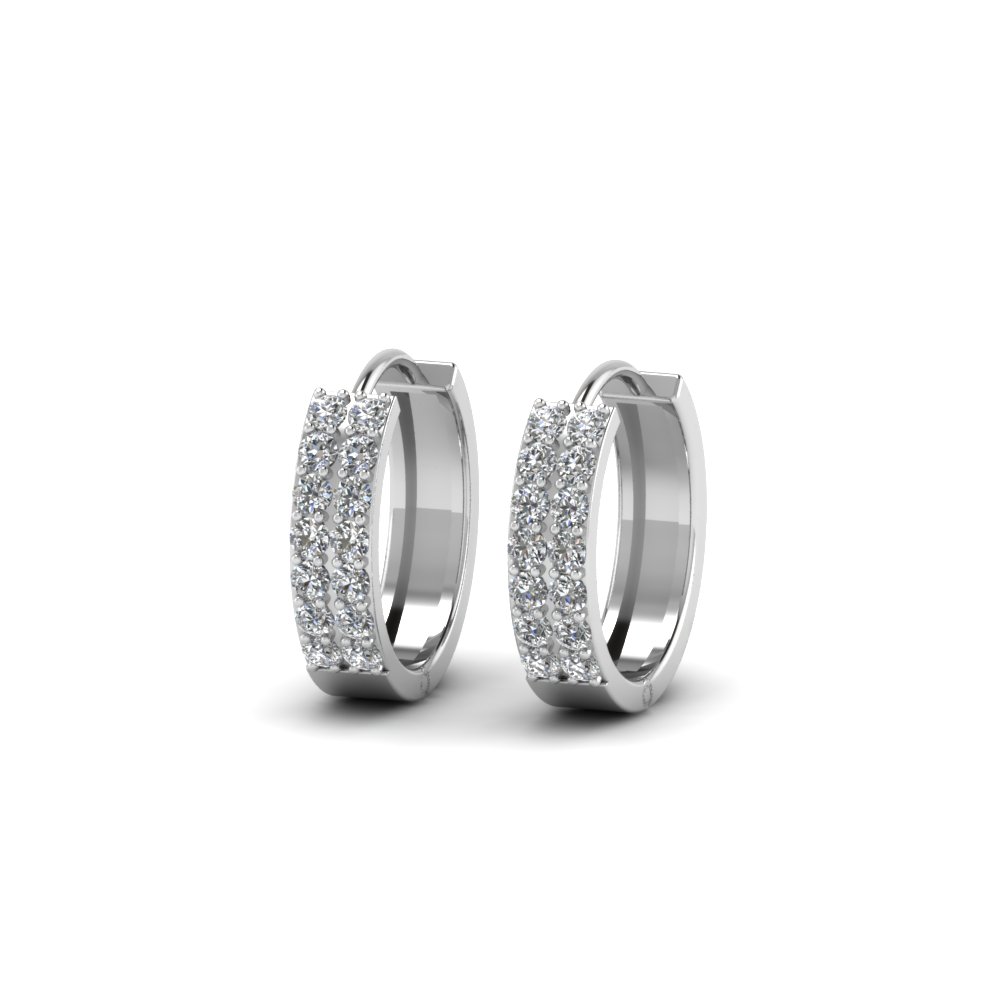 2 row diamond small hoop earring in 14K white gold FDEAR8188ANGLE1 NL WG