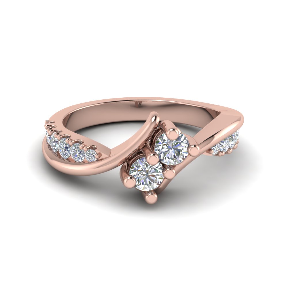 2 stone diamond twisted ring in 14K rose gold FDFR5094ROR NL RG