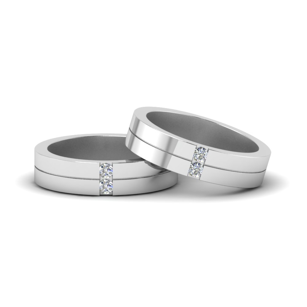 2 stone diamond unisex wedding bands in 950 Platinum FDLG1052B NL WG