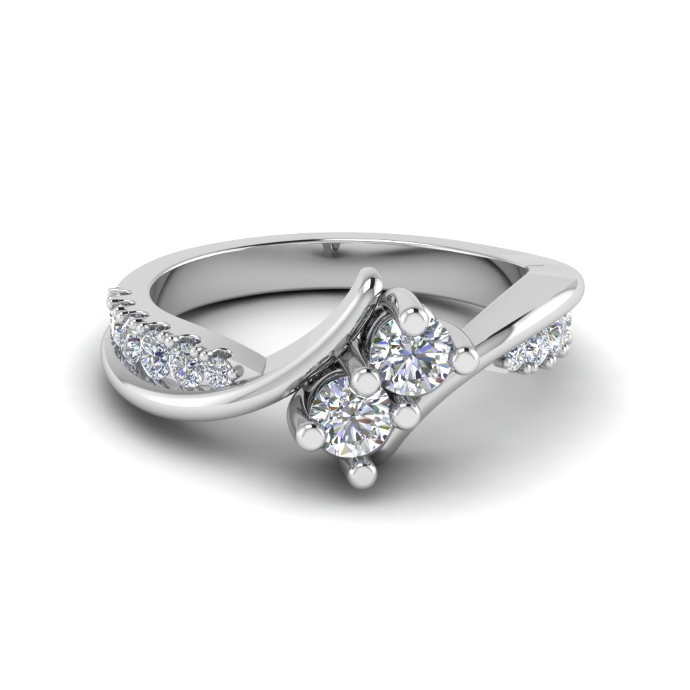 2 stone twist diamond alternate engagement ring in 14K white gold FDFR5094ROR NL WG