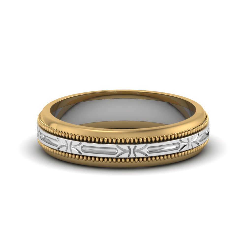 2 tone antique design wedding band in 14K yellow gold FD652898B NL YG