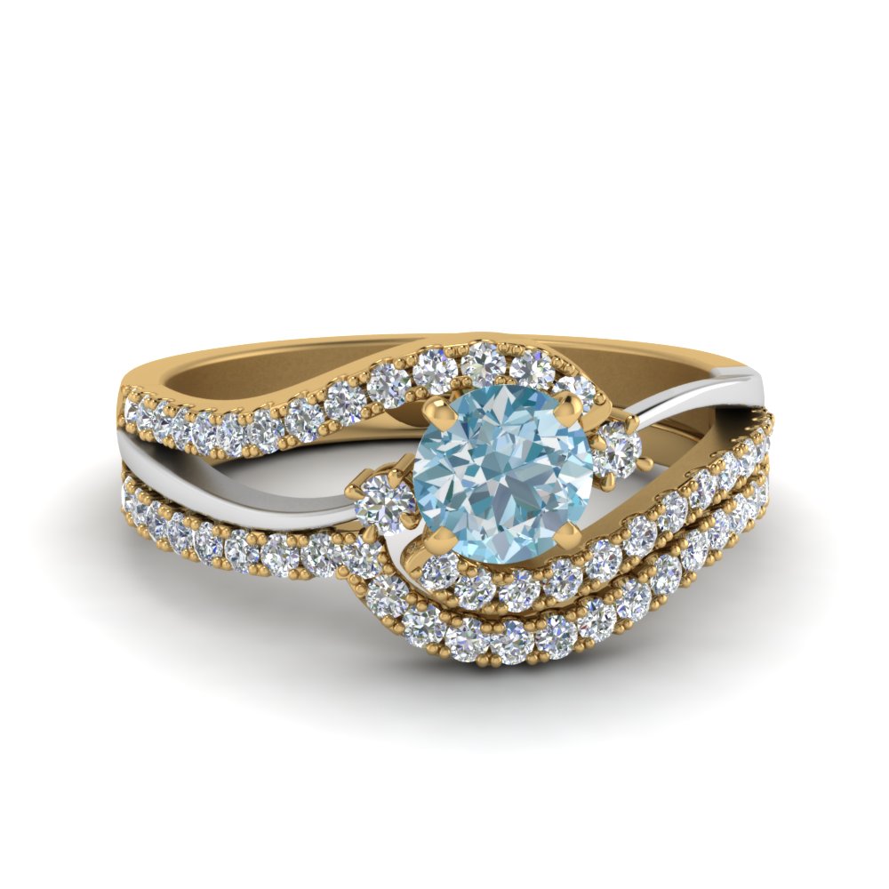 Favorite Aquamarine Bridal  Ring  Set OJ82 