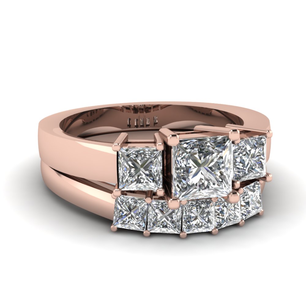2.50 ct. princess cut diamond wedding ring sets in FDENS1000PRR NL RG