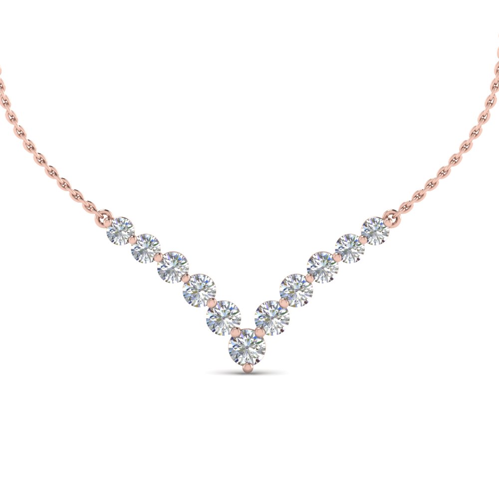 0.70 ct. round diamond graduated V necklace in 14K rose gold FDNK8068 NL RG