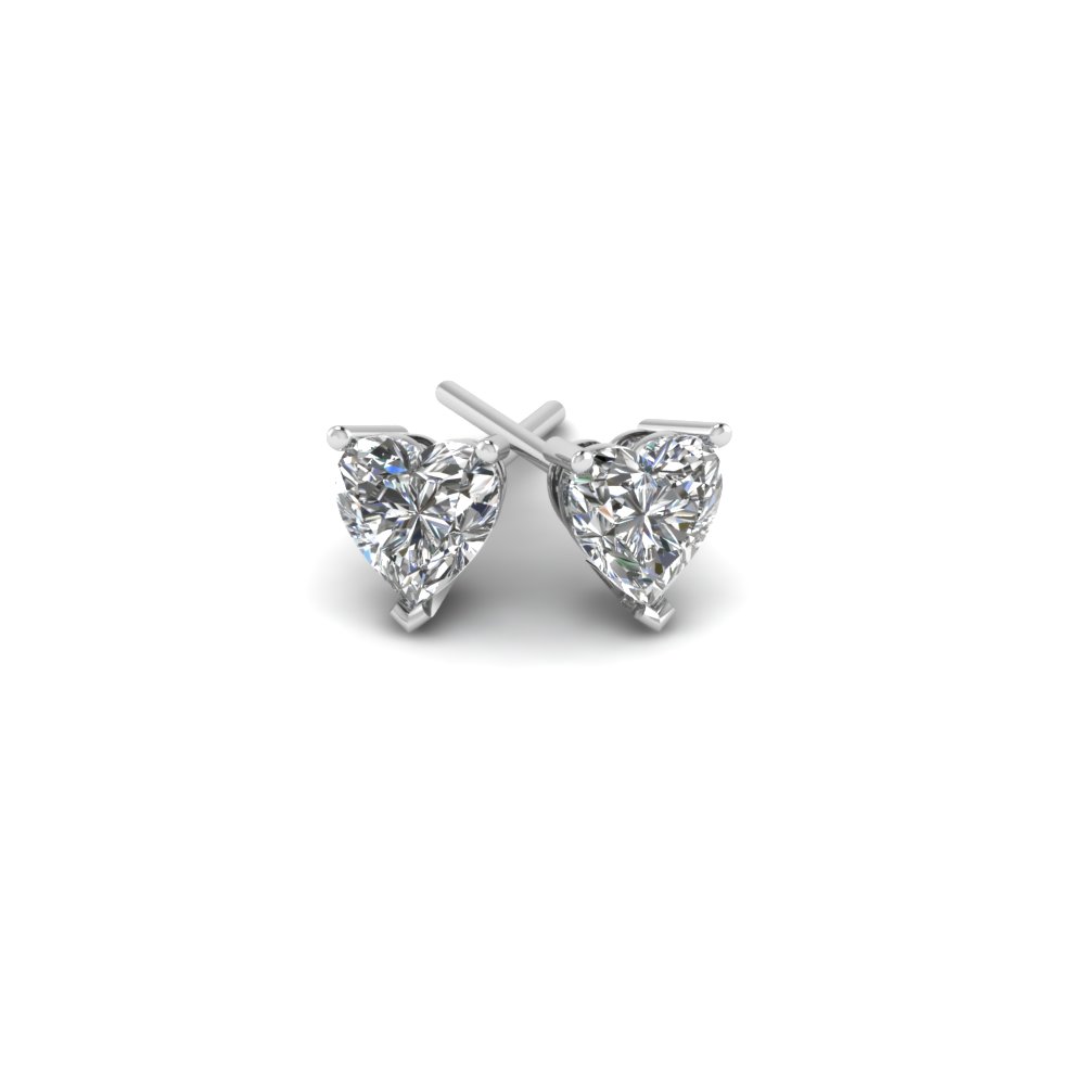 3 Carat Heart Single Stud Earring In 14K White Gold | Fascinating Diamonds