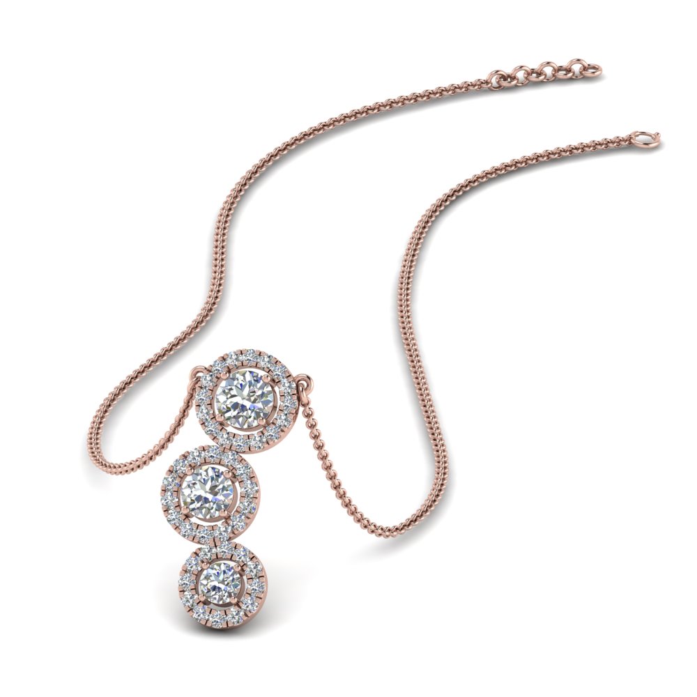 Half Carat Floating Diamond Necklace 14K Rose Gold